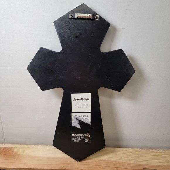 Multi Layered Wooden Cross B&W 12" Open Roads Brand - Picture 4 of 7